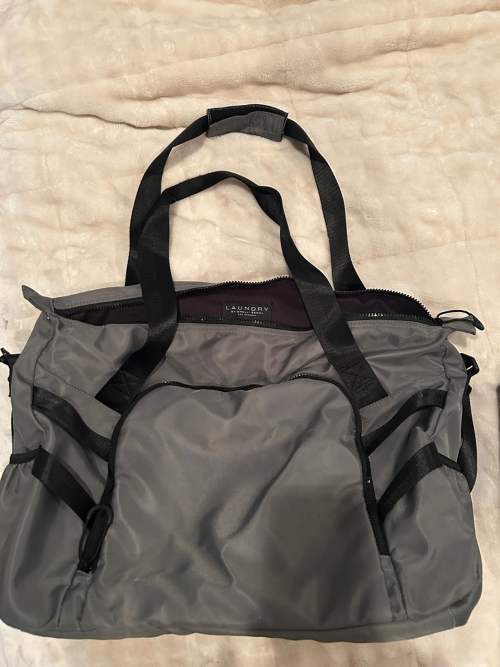 Laundry By Shelli Segal Gray Duffel with Black Straps
